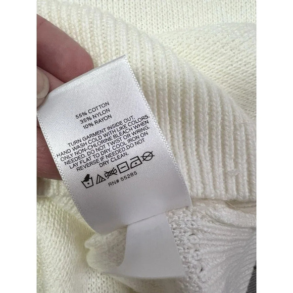 Express Sweater Ivory Rhinestone Embellished Womens L Elegant Jewel Holiday NEW - Picture 7 of 10